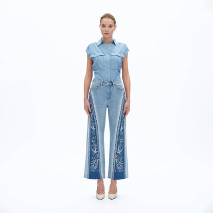 High Rise Embroidered Denim by Bayeas