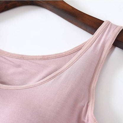 Regular basic soft flowy built-in bra tank top