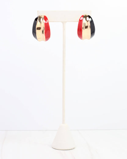 Penney Hoop Earring Red Black