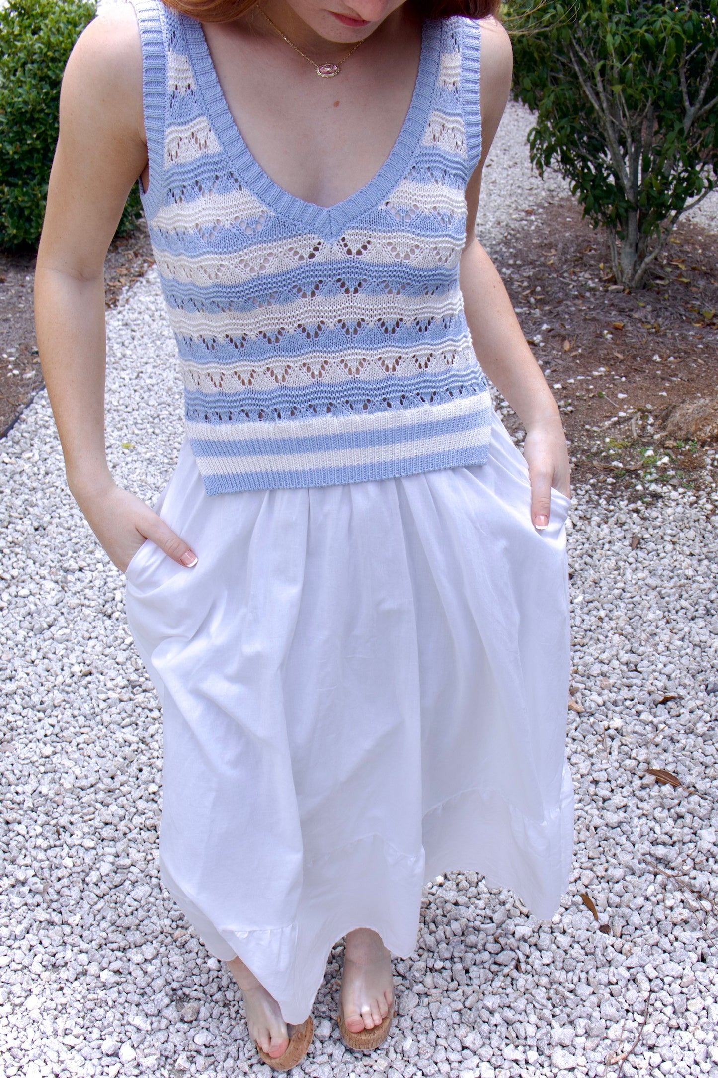 The Carter White/Blue Combo Dress