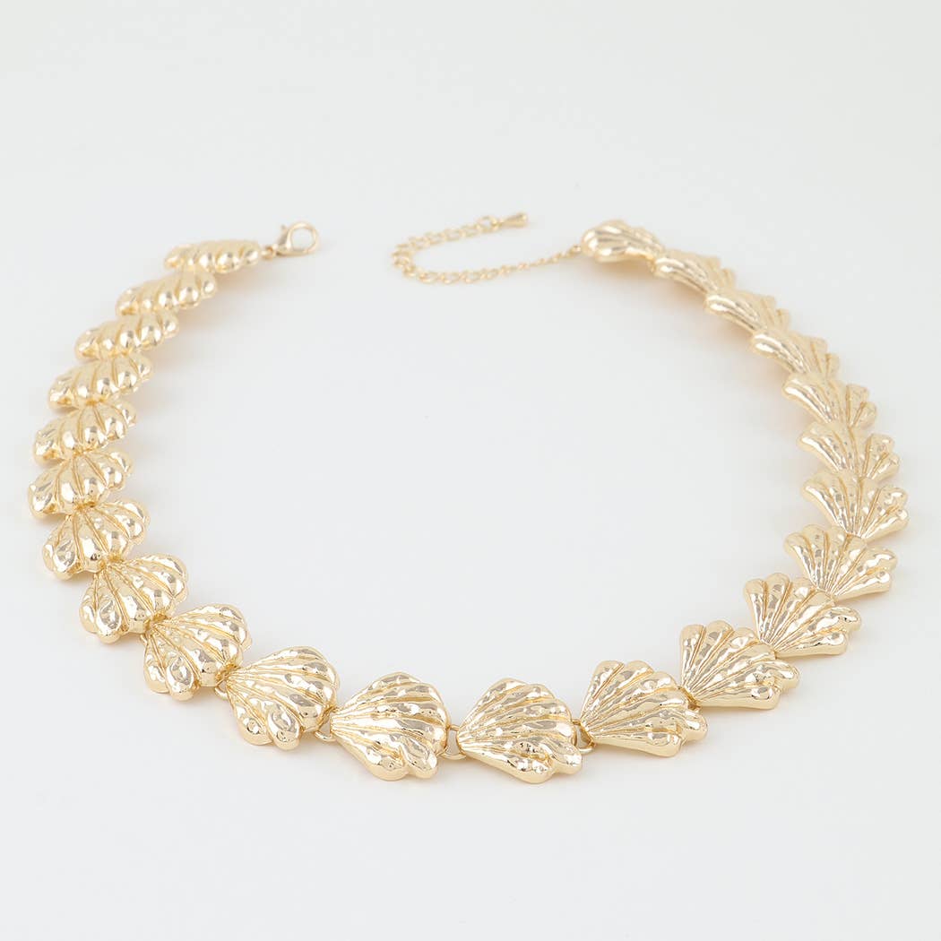 Hammered Sea Shell Charm Necklace