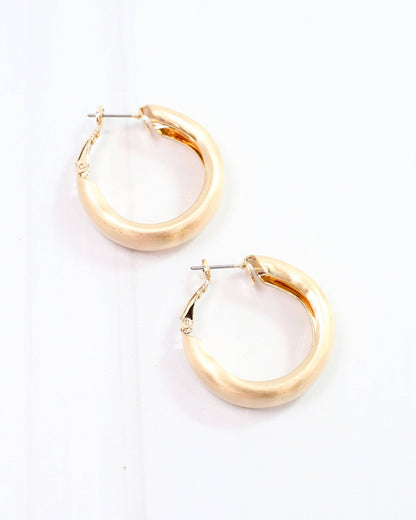 Caroline Hill Carole Hoop Earring Matte Gold