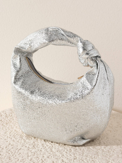 CHRISSY KNOTTED METALLIC TOP HANDLE BAG