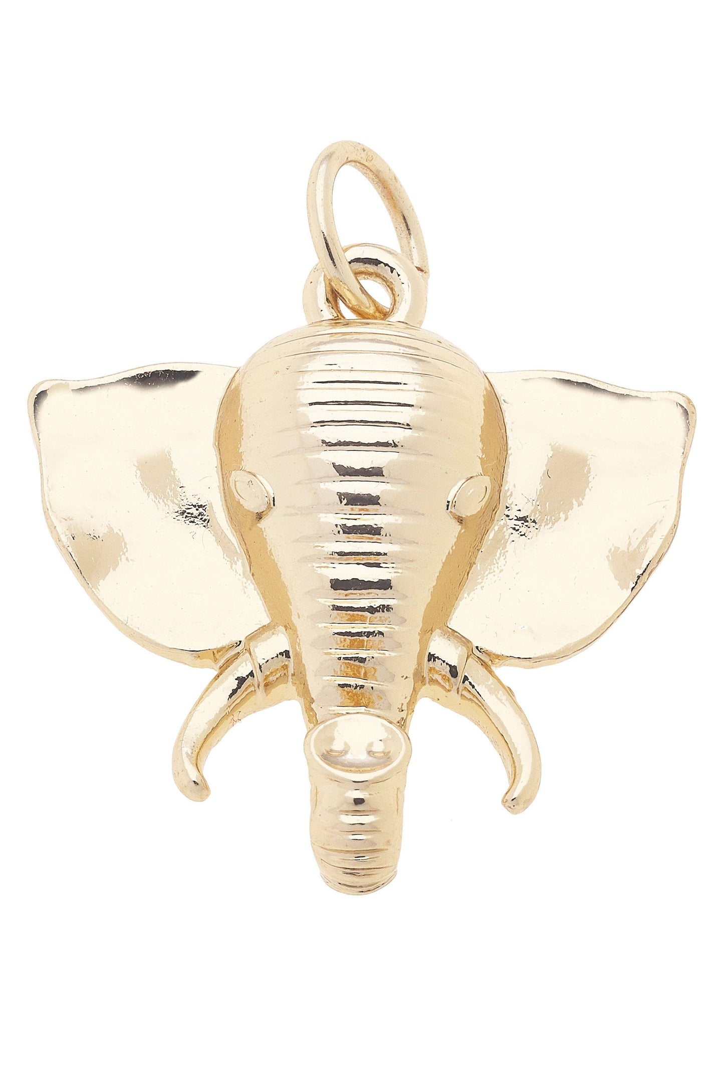 Elephant Head Charm in Shiny Gold