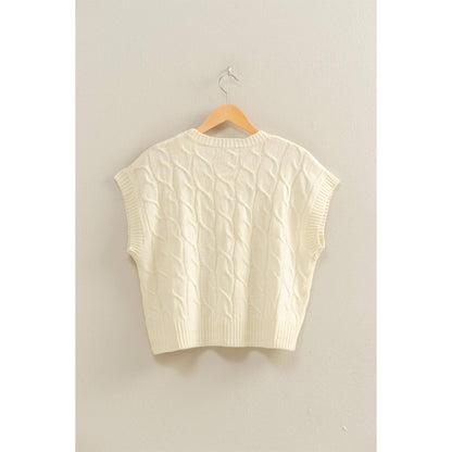 Sleeveless Oversized Cable Knit Sweater Vest