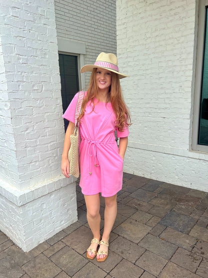 Pink French Terry Dress by Meet me in Santorini