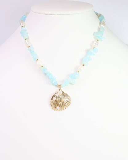 Caroline Hill Konya Mixed Bead Shell Necklace Gold