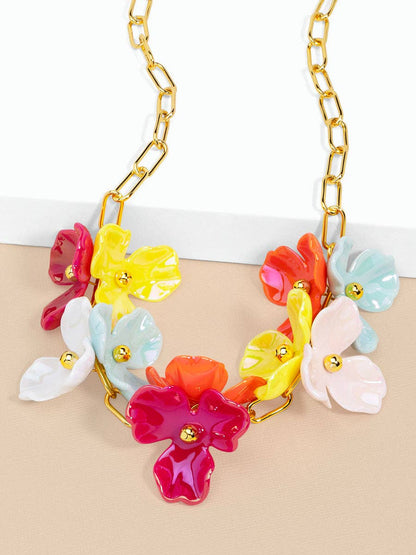 Zenzii Iridescent Resin 3-Petal Collar Necklace