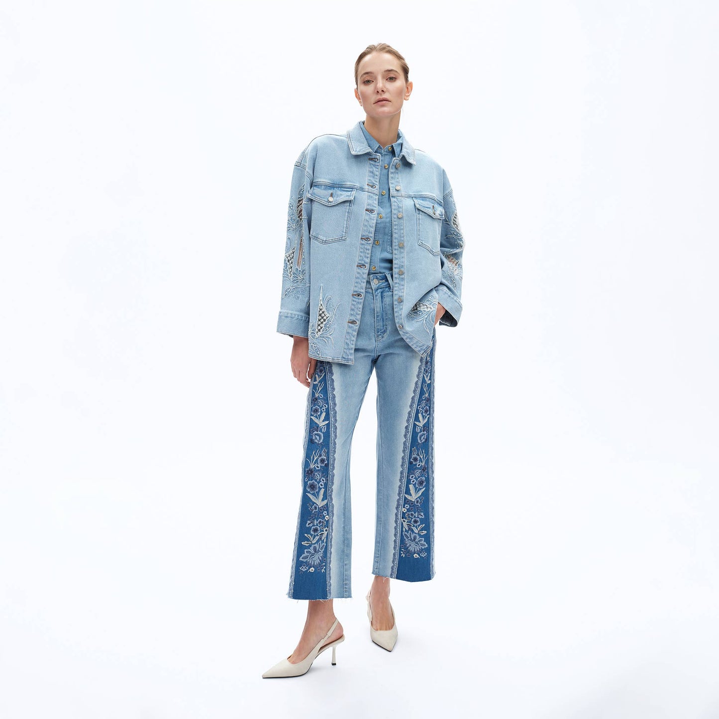High Rise Embroidered Denim by Bayeas