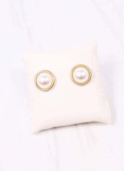 Caroline Hill Gosling Pearl Stud Earring Gold