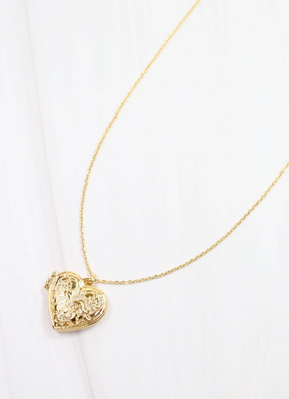 Caroline Hill Baron Heart Locket Necklace Gold