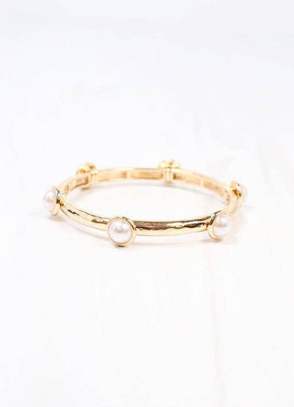 Caroline Hill Mona Pearl Stretch Bracelet GOLD
