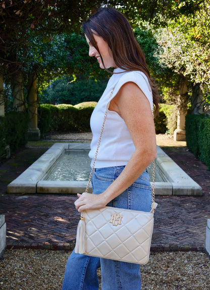 Caroline Hill Madelyn Clutch/Crossbody PEARL QUILTED LD
