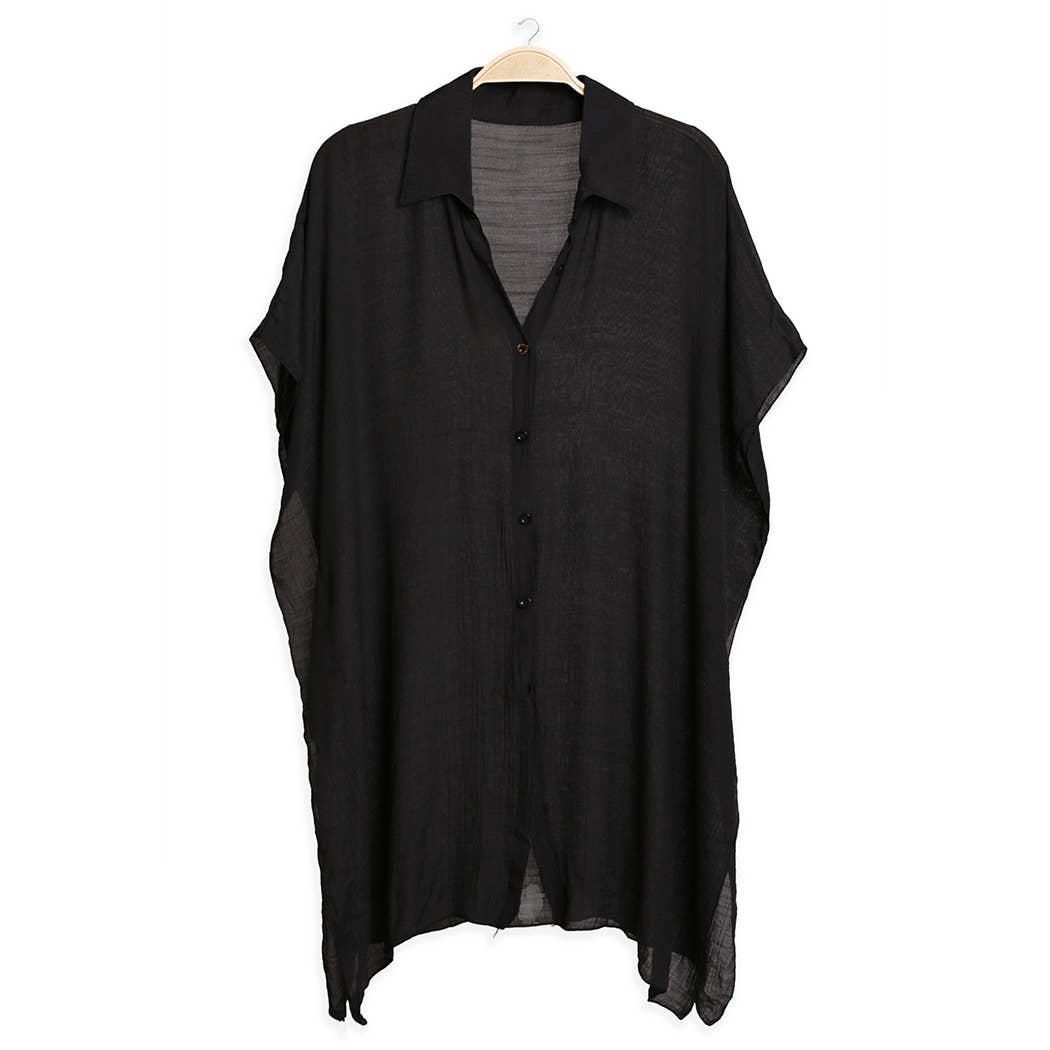 Women's Oversized Long Sleeveless Shirt Cover Up