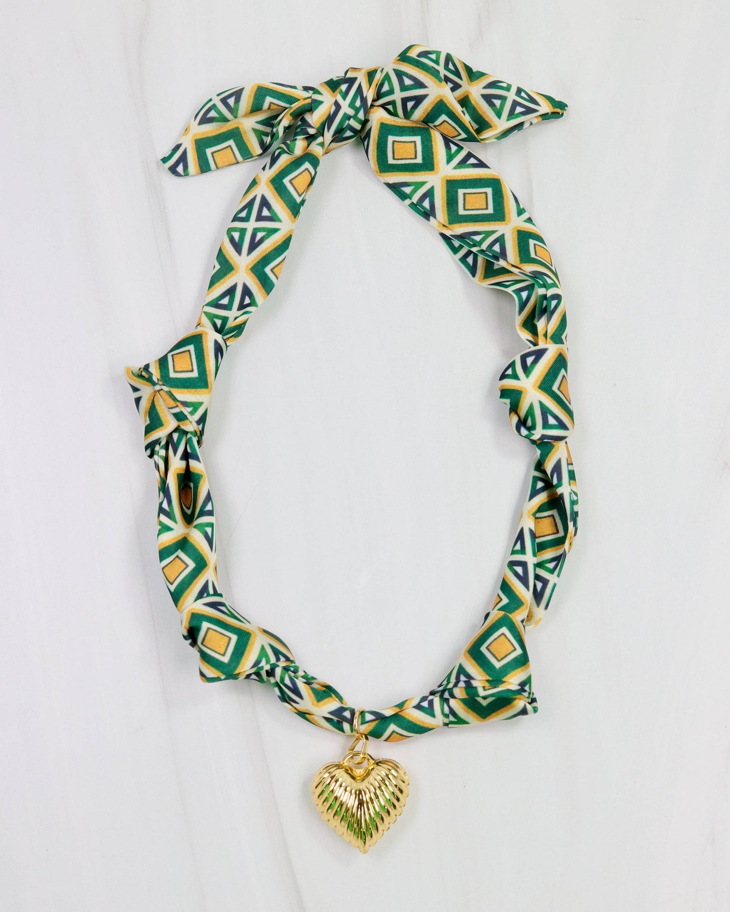 Serafina Scarf Charm Necklace Green Gold
