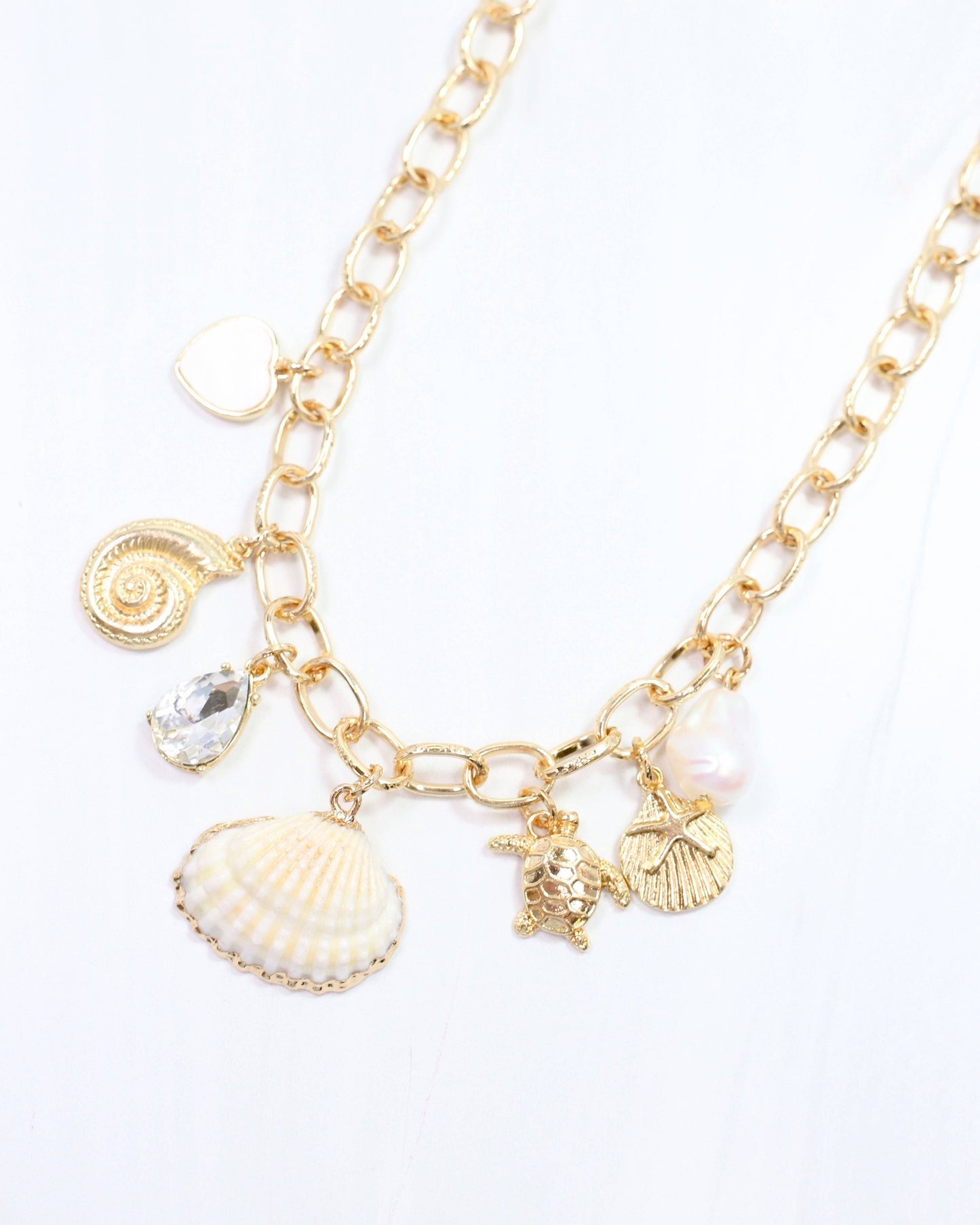 Caroline Hill Cape Code Shell Charm Necklace Gold
