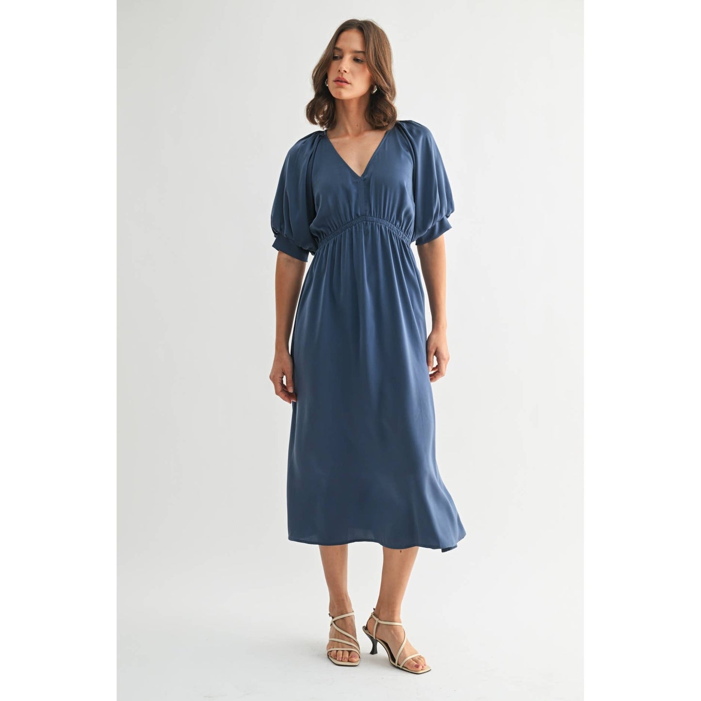 Sylvia Satin Balloon Sleeve Dress