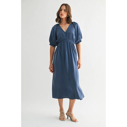 Sylvia Satin Balloon Sleeve Dress