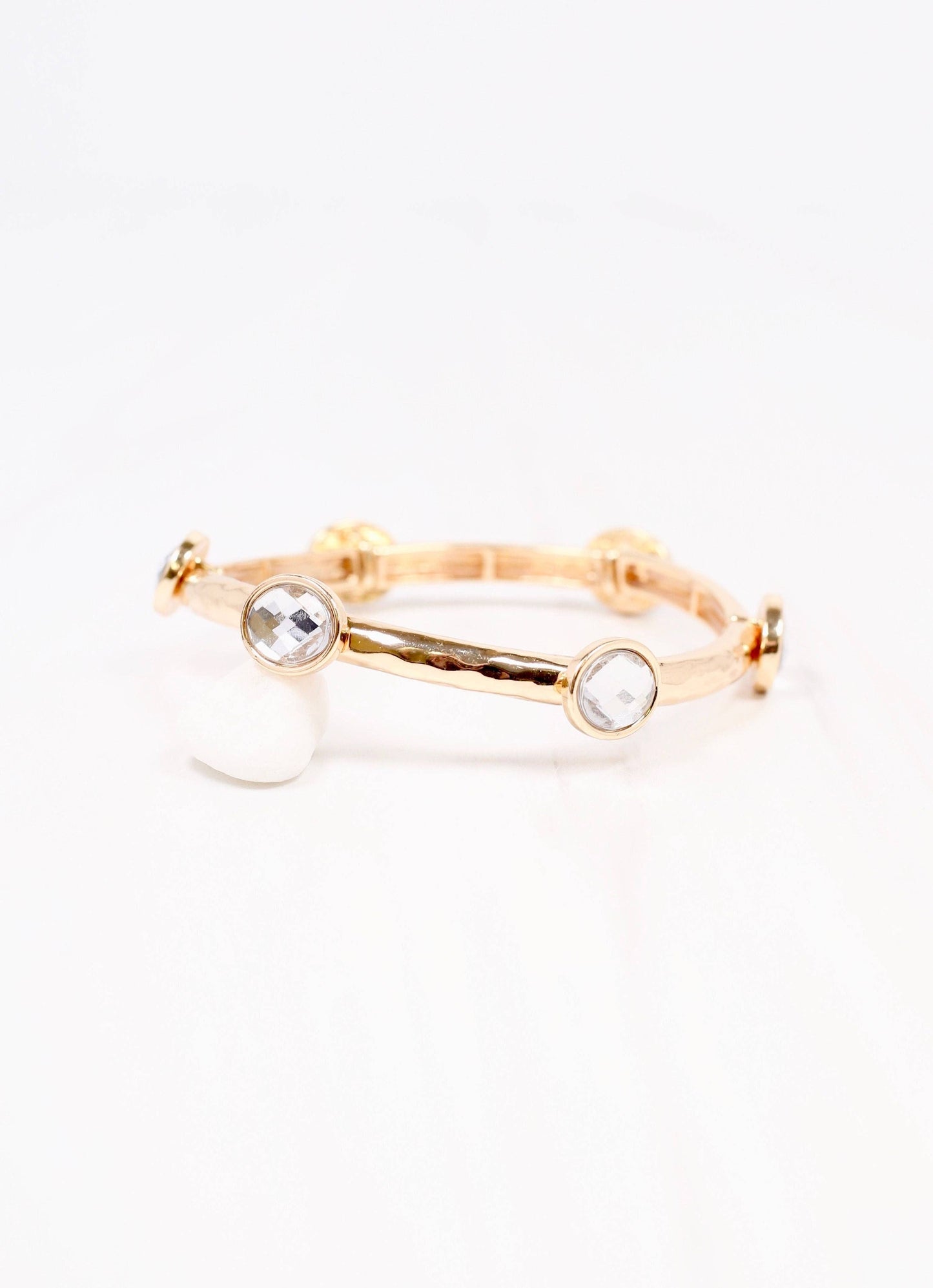 Caroline Hill Khan Stone Stretch Bracelet GOLD