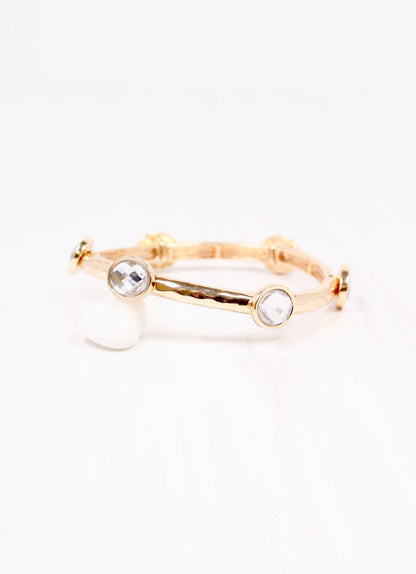 Caroline Hill Khan Stone Stretch Bracelet GOLD