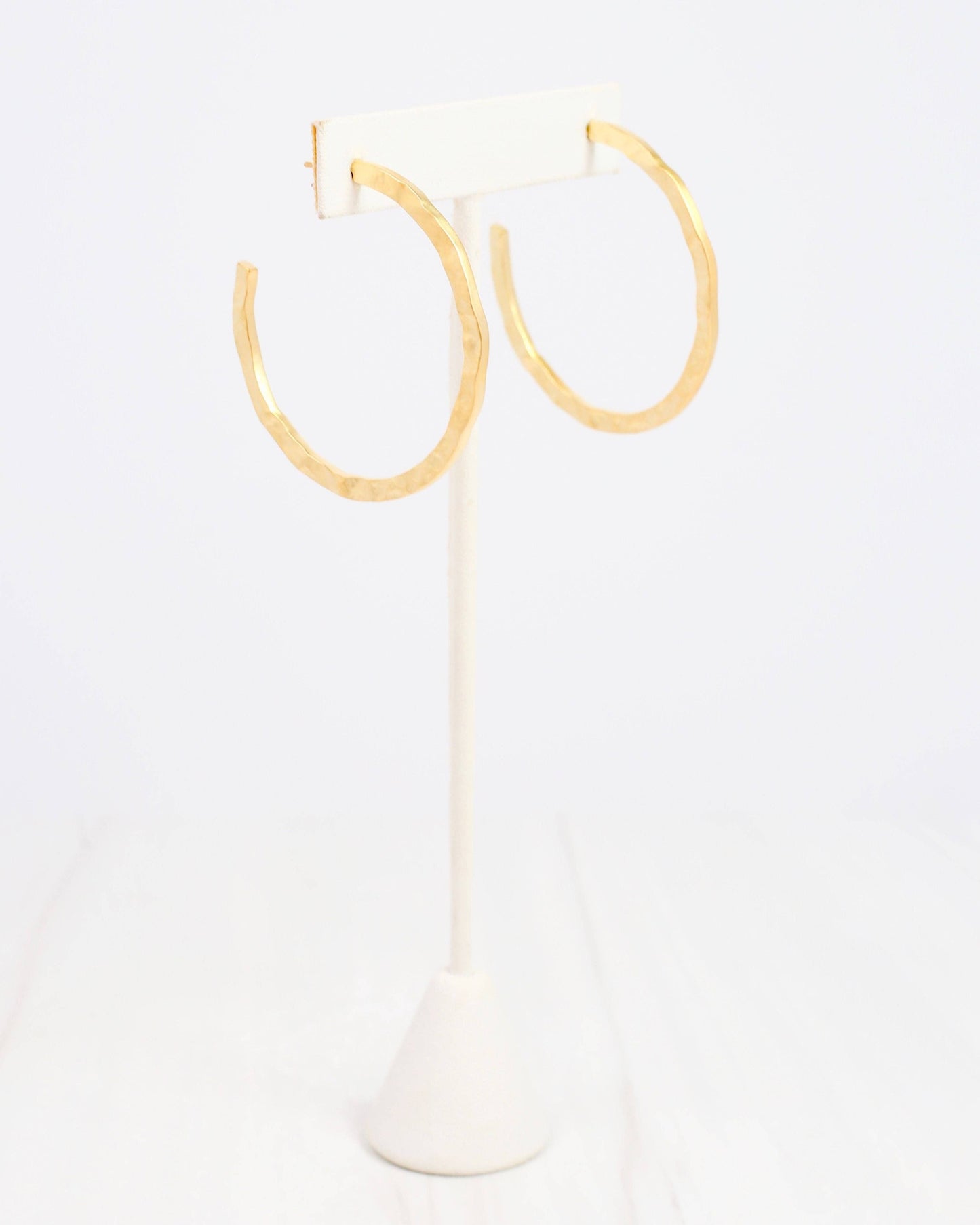 Caroline Hill Lovett Hammered Hoop Earring Matte Gold