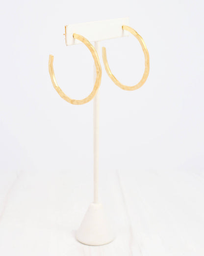 Caroline Hill Lovett Hammered Hoop Earring Matte Gold