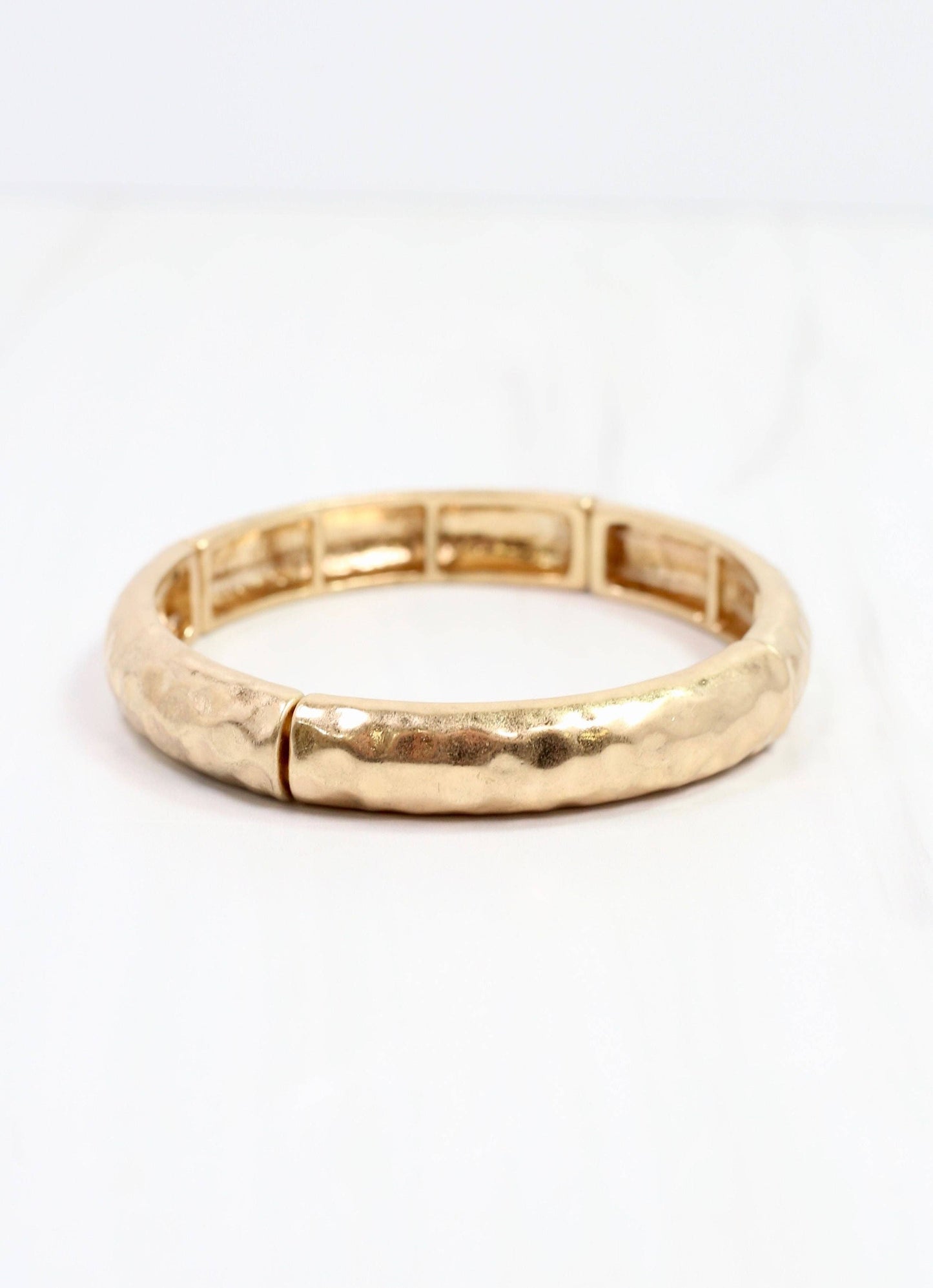 Caroline Hill Tandy Hammered Stretch Bracelet Worn Gold