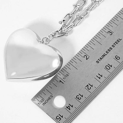 Gold Dipped Bold Puffy Heart Pendant Industrial Chain Necklace
