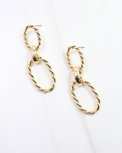 Caroline Hill Twin Pines Oblong Hoop Earring Gold