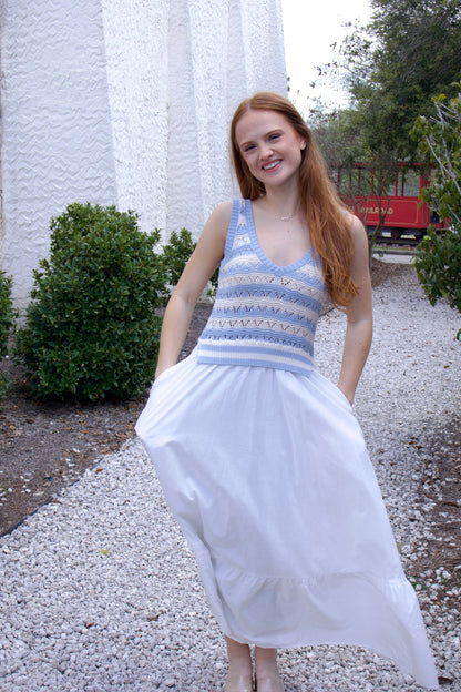 The Carter White/Blue Combo Dress