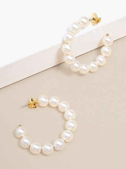 Zenzii Classic Pearl Hoop Earrings