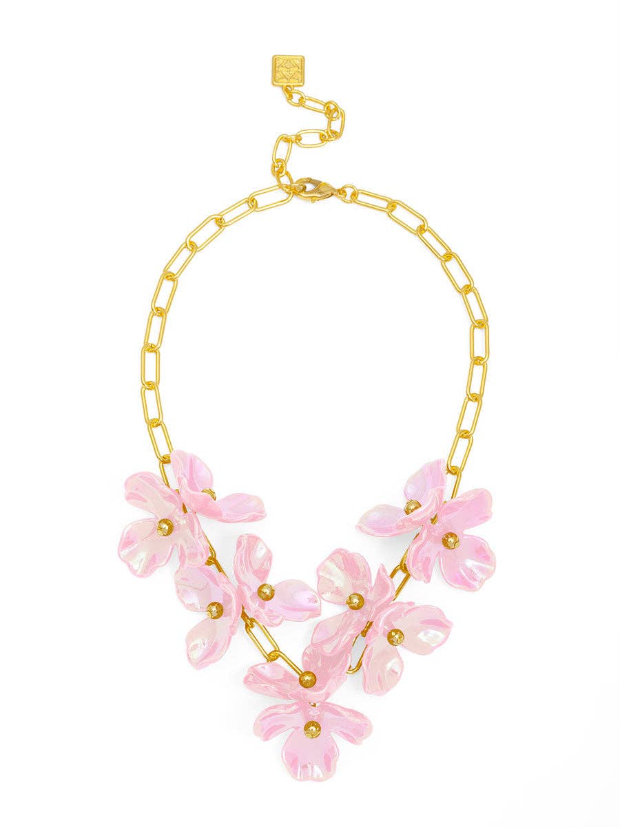 Zenzii Iridescent Resin 3-Petal Collar Necklace