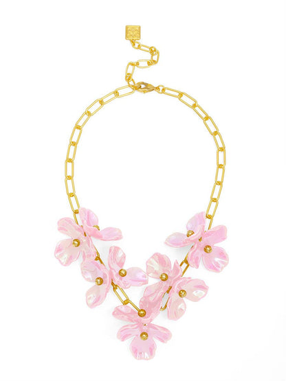 Zenzii Iridescent Resin 3-Petal Collar Necklace