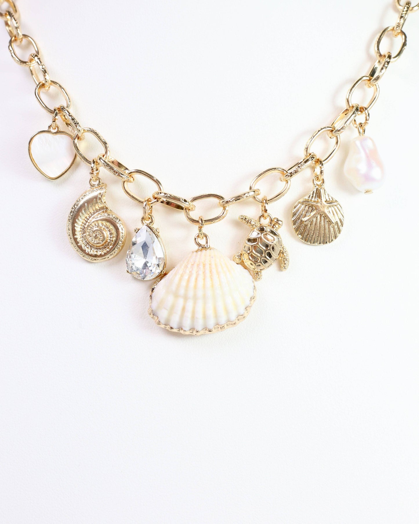 Caroline Hill Cape Code Shell Charm Necklace Gold