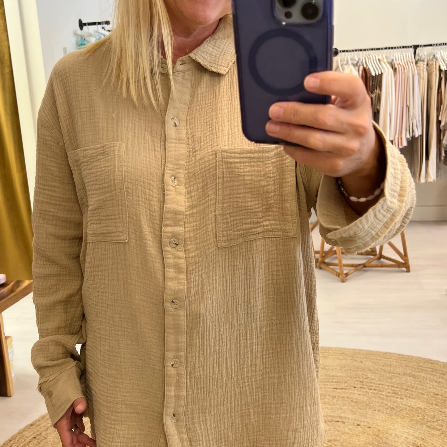 La Miel button down-khaki