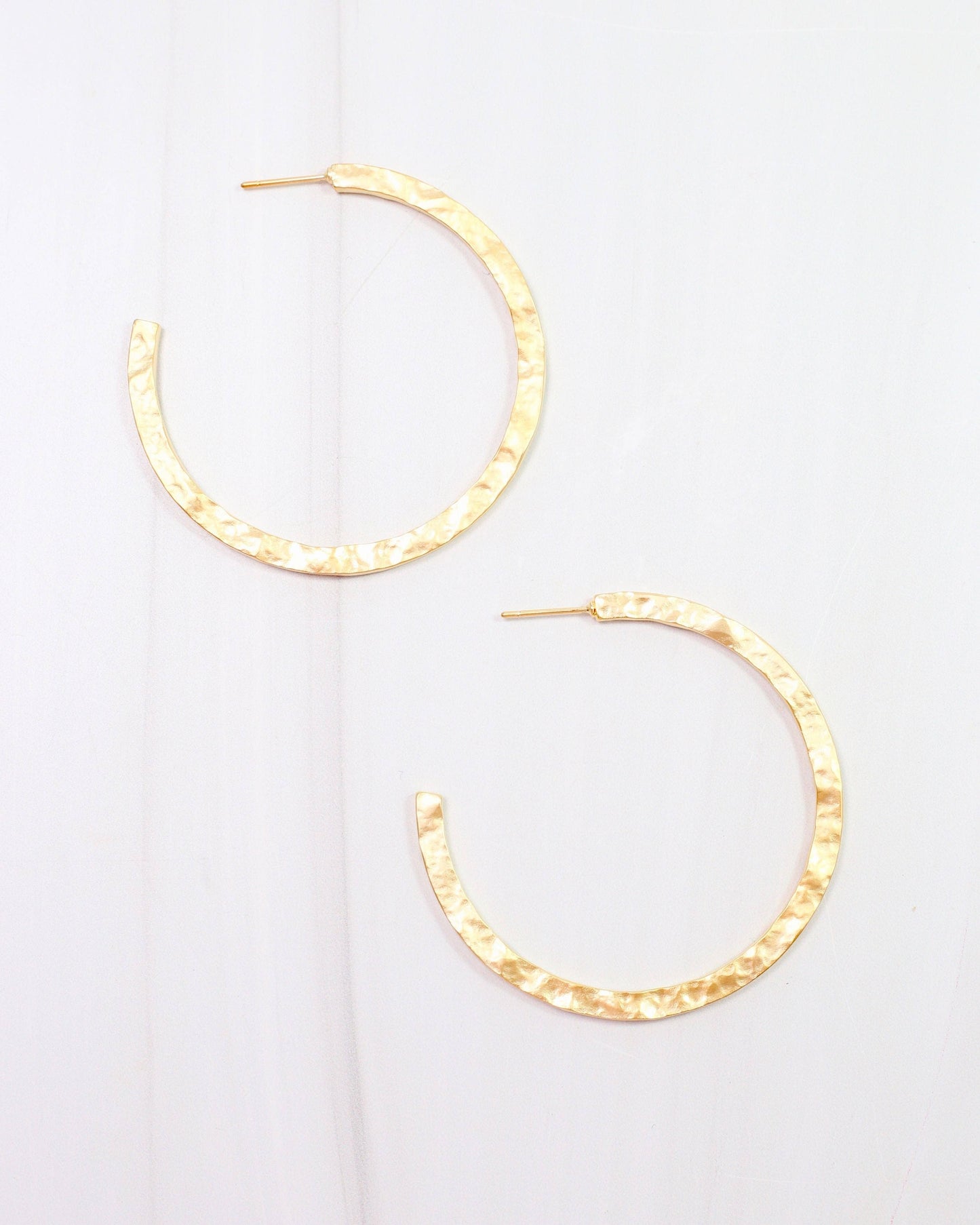 Caroline Hill Lovett Hammered Hoop Earring Matte Gold