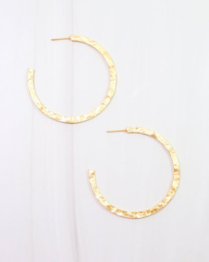 Caroline Hill Lovett Hammered Hoop Earring Matte Gold