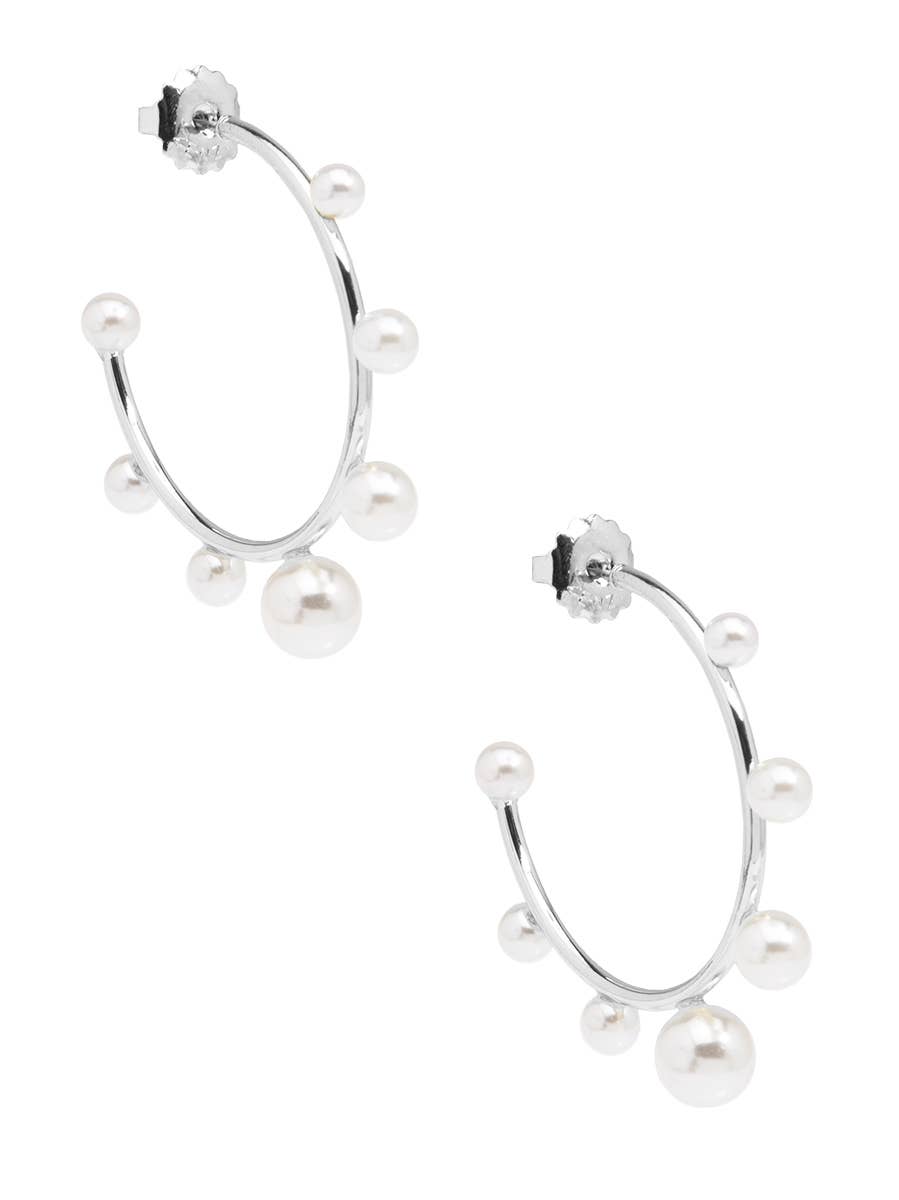 Zenzii Small Decorative Pearl Hoop Earring