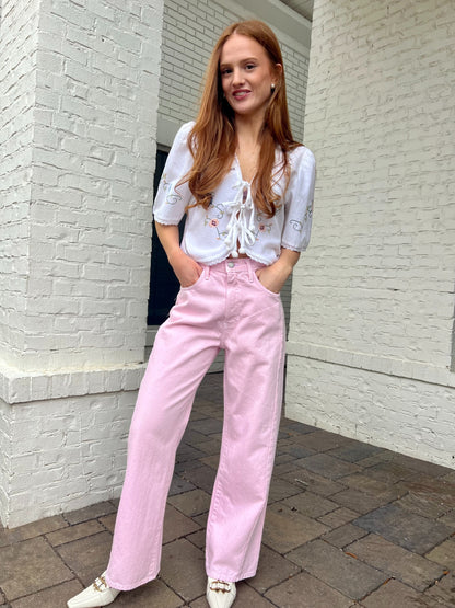 Pink Barrel Jean Twist by Just Black Denim