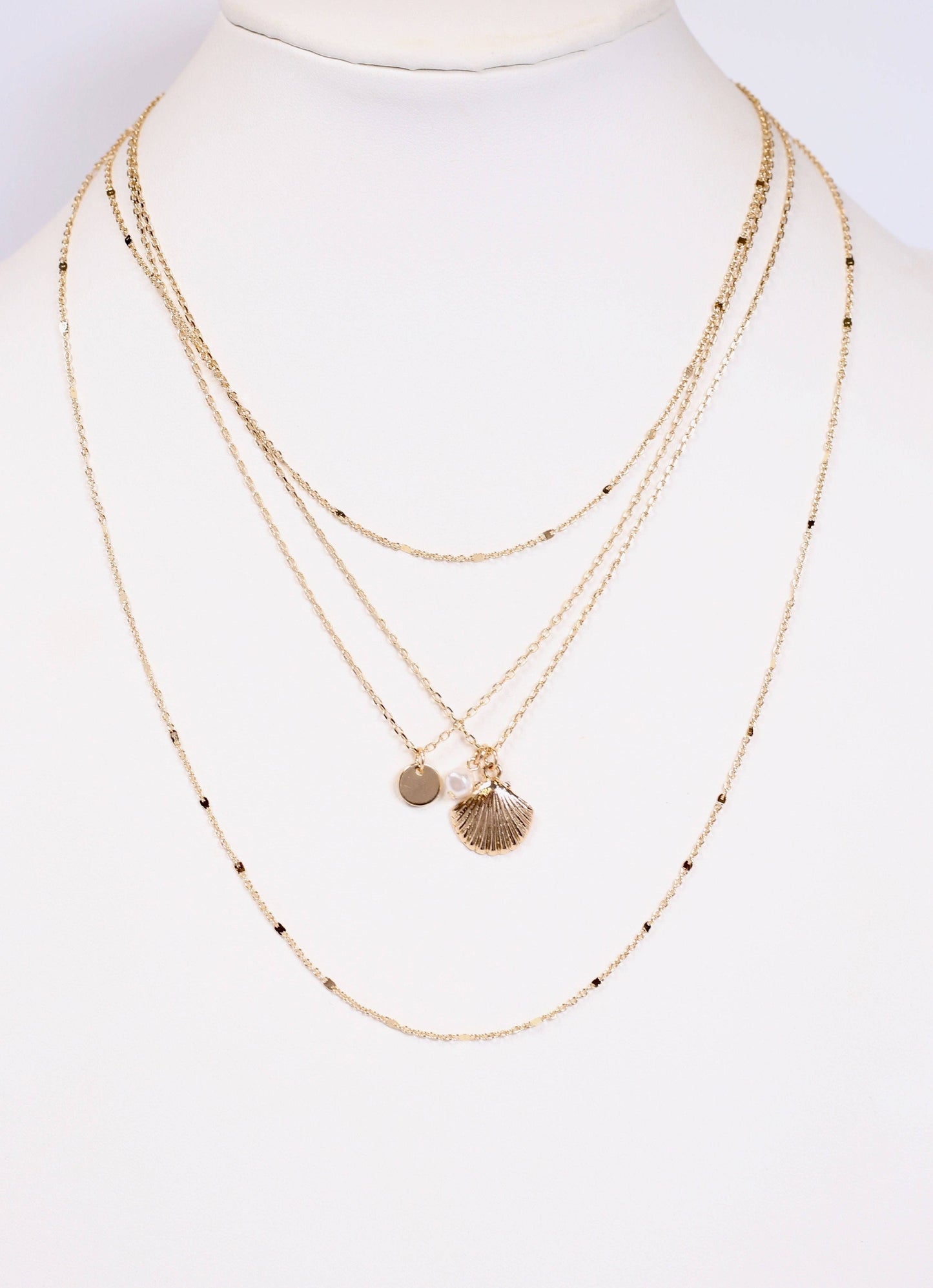Perkins Shell Layered Necklace GOLD