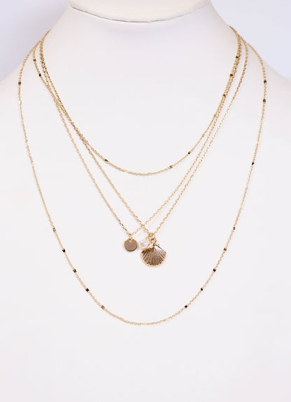 Perkins Shell Layered Necklace GOLD