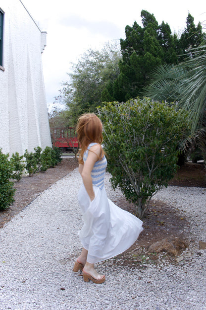 The Carter White/Blue Combo Dress