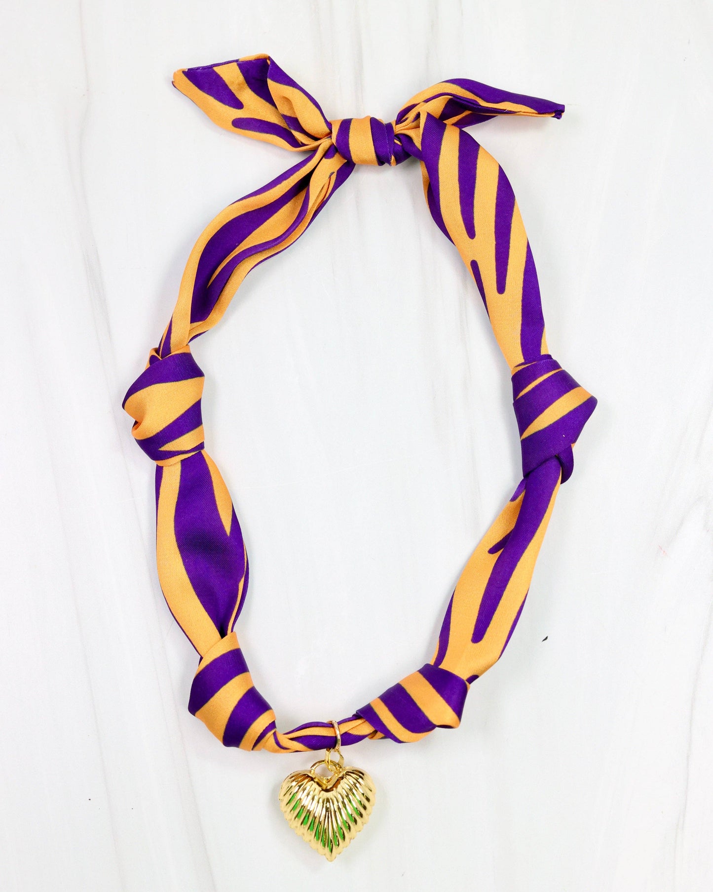 Serafina Scarf Charm Necklace Purple Gold