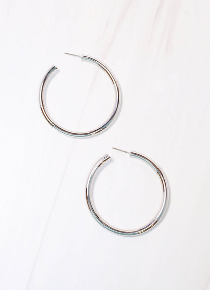 Arden Satin Hoop Earring SILVER