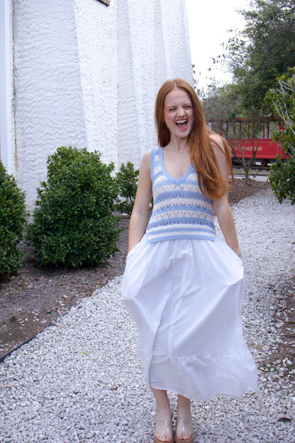 The Carter White/Blue Combo Dress