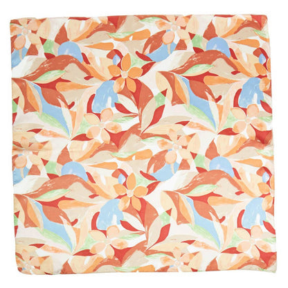 Abstract Tropical Bloom Printed Square Silky Satin Scarf