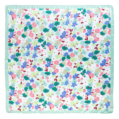 Pastel Meadow Floral Printed Square Silky Satin Scarf