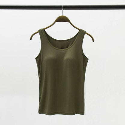 Regular basic soft flowy built-in bra tank top