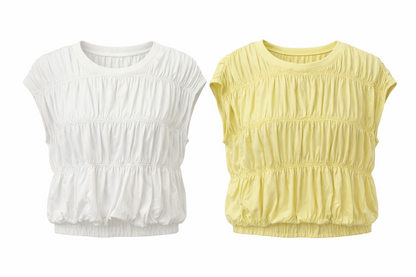 yellow and white smocked tops