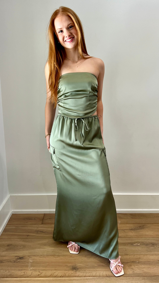 sage satin set